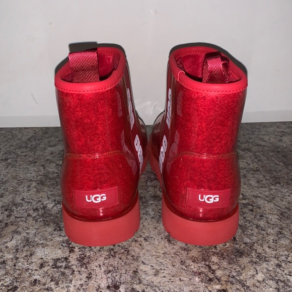 Ugg Red Mini Clear and Sherpa Filled Boots - Picture 3 of 17